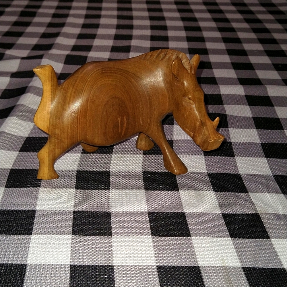Wooden carved warthog